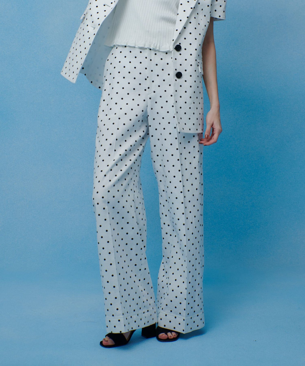 LOULOU WILLOUGHBY 【LOULOU WILLOUGHBY】リネン混ドットワイドパンツ ホワイト系 (08)