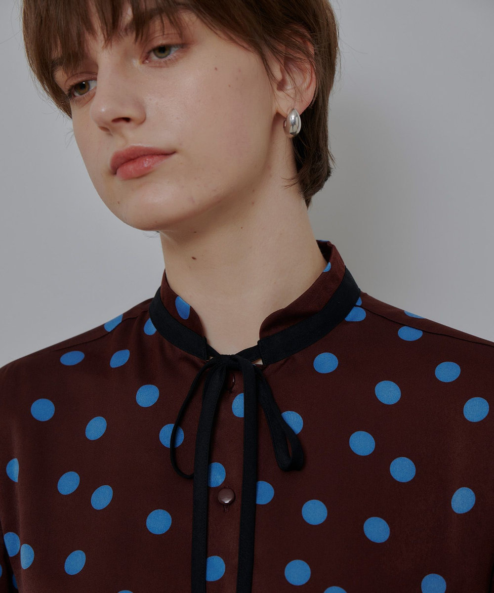 allureville コインドットナロータイブラウス ブラウン系 (88)