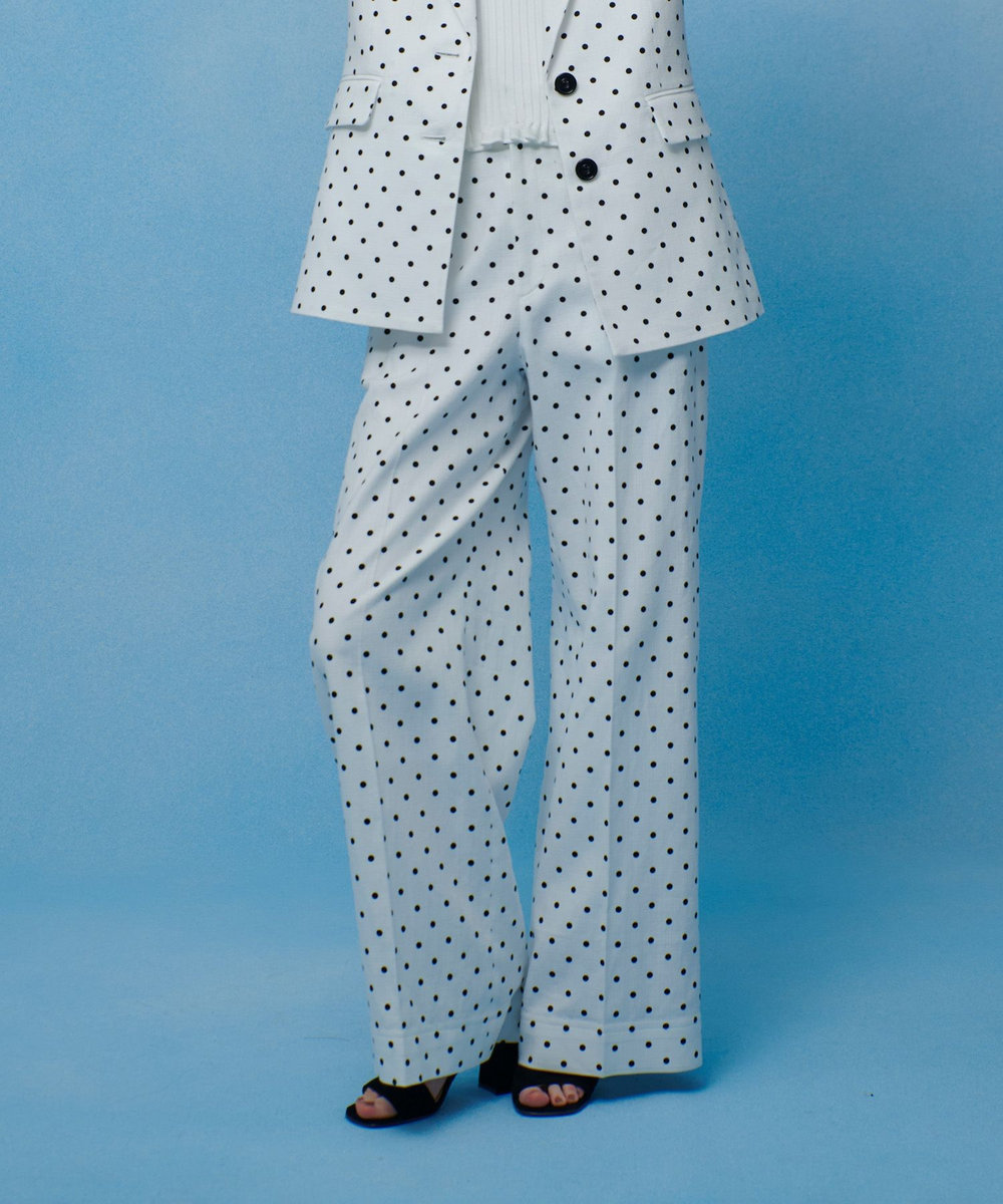 LOULOU WILLOUGHBY 【LOULOU WILLOUGHBY】リネン混ドットワイドパンツ ホワイト系 (08)
