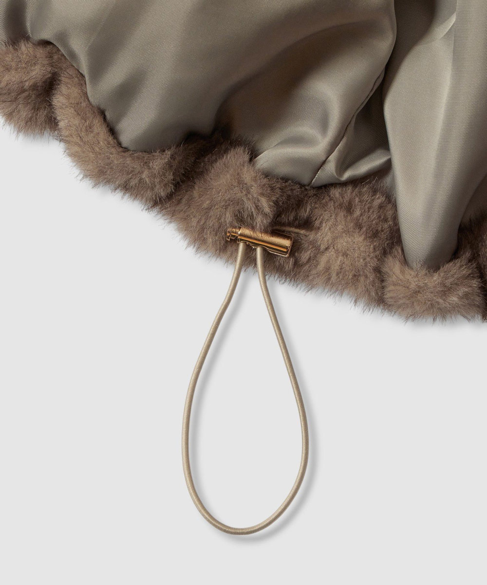 allureville フェイクミンクファーフーディーブルゾン ダークブラウン (82)