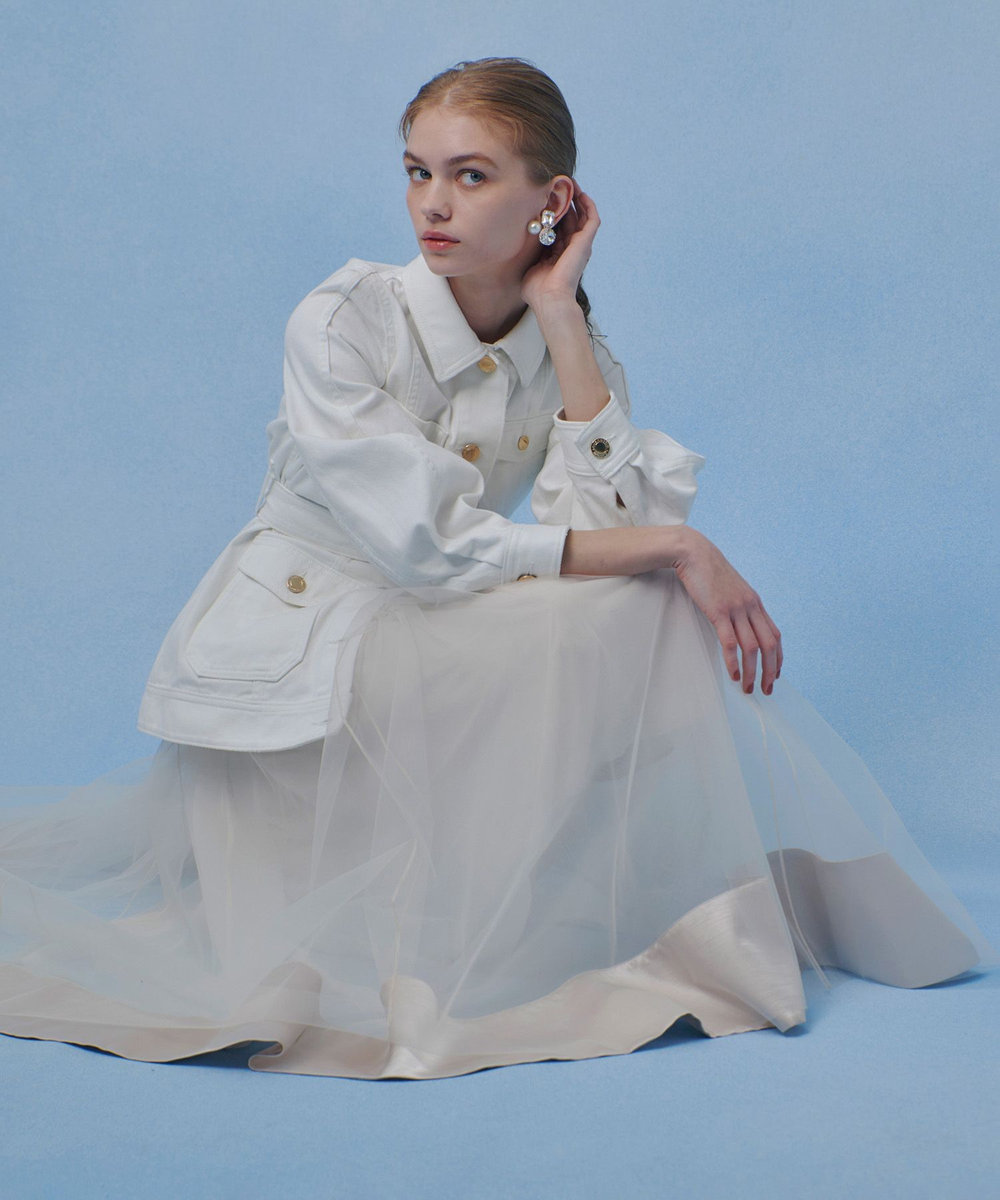 LOULOU WILLOUGHBY 【LOULOU WILLOUGHBY】チュールレイヤードスカート アイボリー (04)