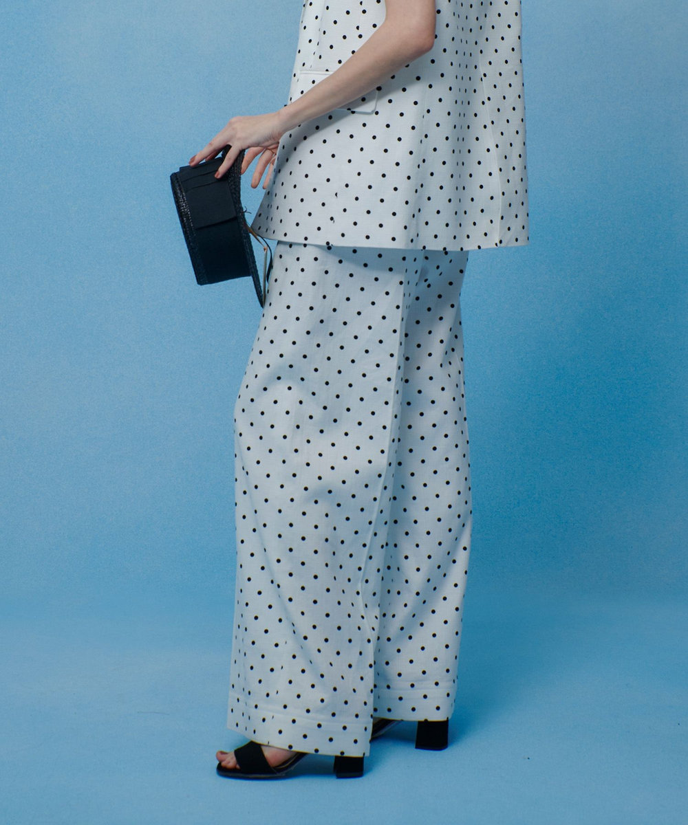 LOULOU WILLOUGHBY 【LOULOU WILLOUGHBY】リネン混ドットワイドパンツ ホワイト系 (08)