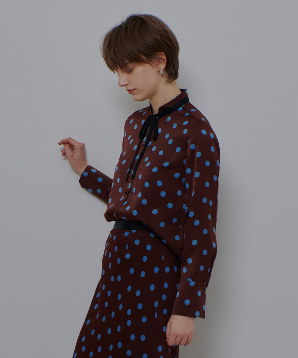 allureville コインドットナロータイブラウス ブラウン系 (88)