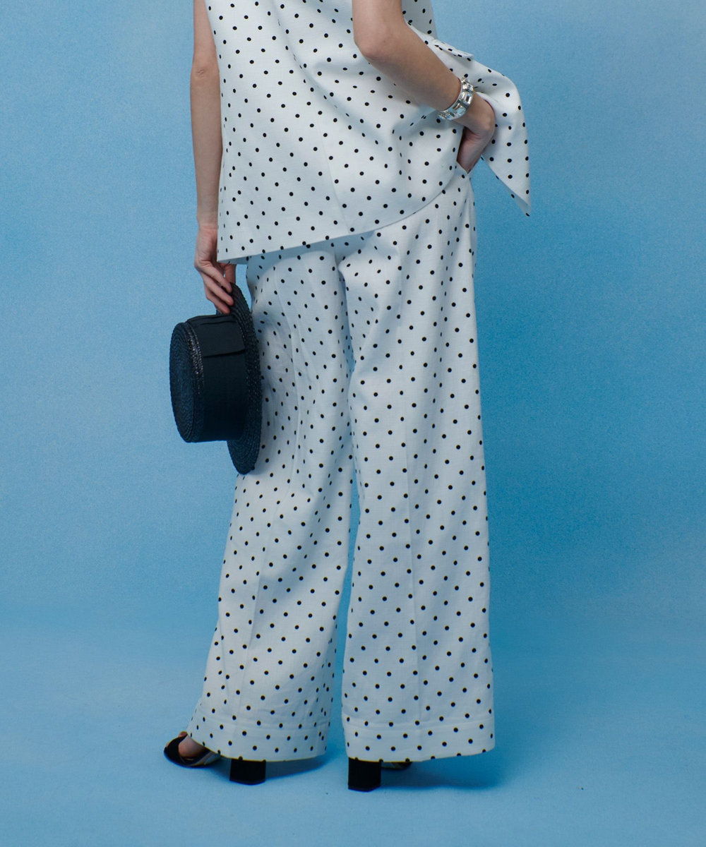 LOULOU WILLOUGHBY 【LOULOU WILLOUGHBY】リネン混ドットワイドパンツ ホワイト系 (08)