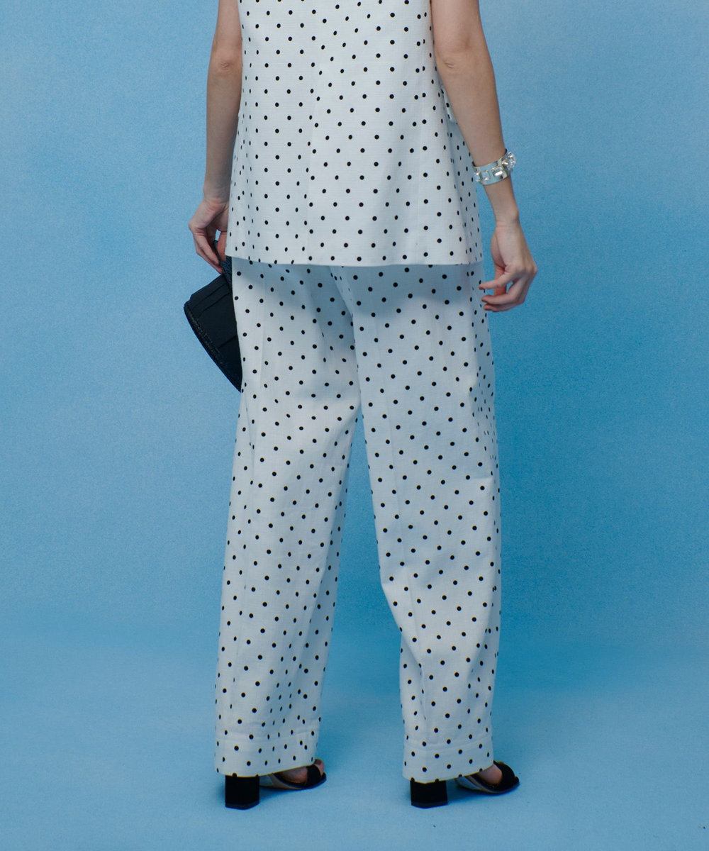 LOULOU WILLOUGHBY 【LOULOU WILLOUGHBY】リネン混ドットワイドパンツ ホワイト系 (08)