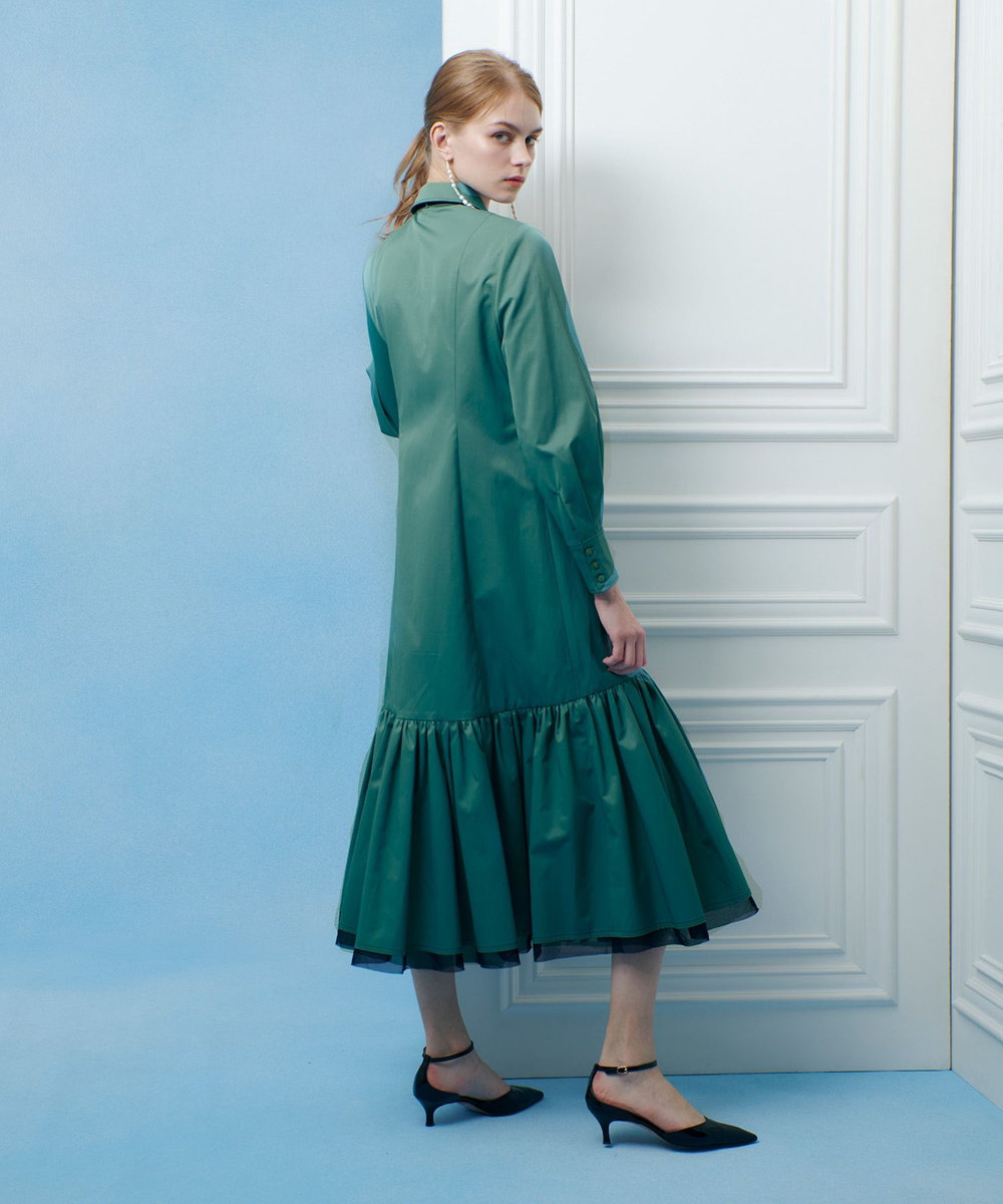 LOULOU WILLOUGHBY 【LOULOU WILLOUGHBY】メモリーツイルティアードシャツワンピース ミントグリーン (73)