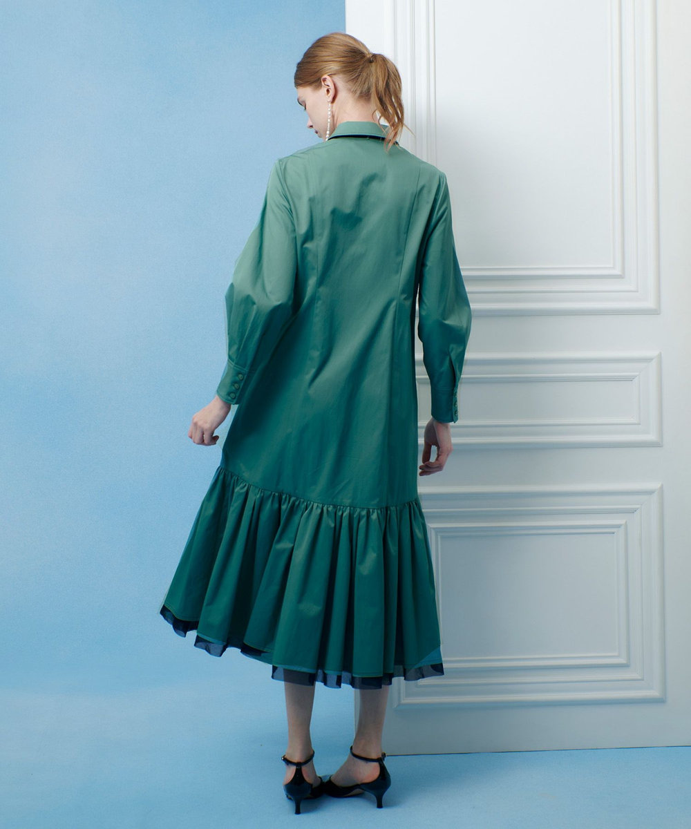 LOULOU WILLOUGHBY 【LOULOU WILLOUGHBY】メモリーツイルティアードシャツワンピース ミントグリーン (73)