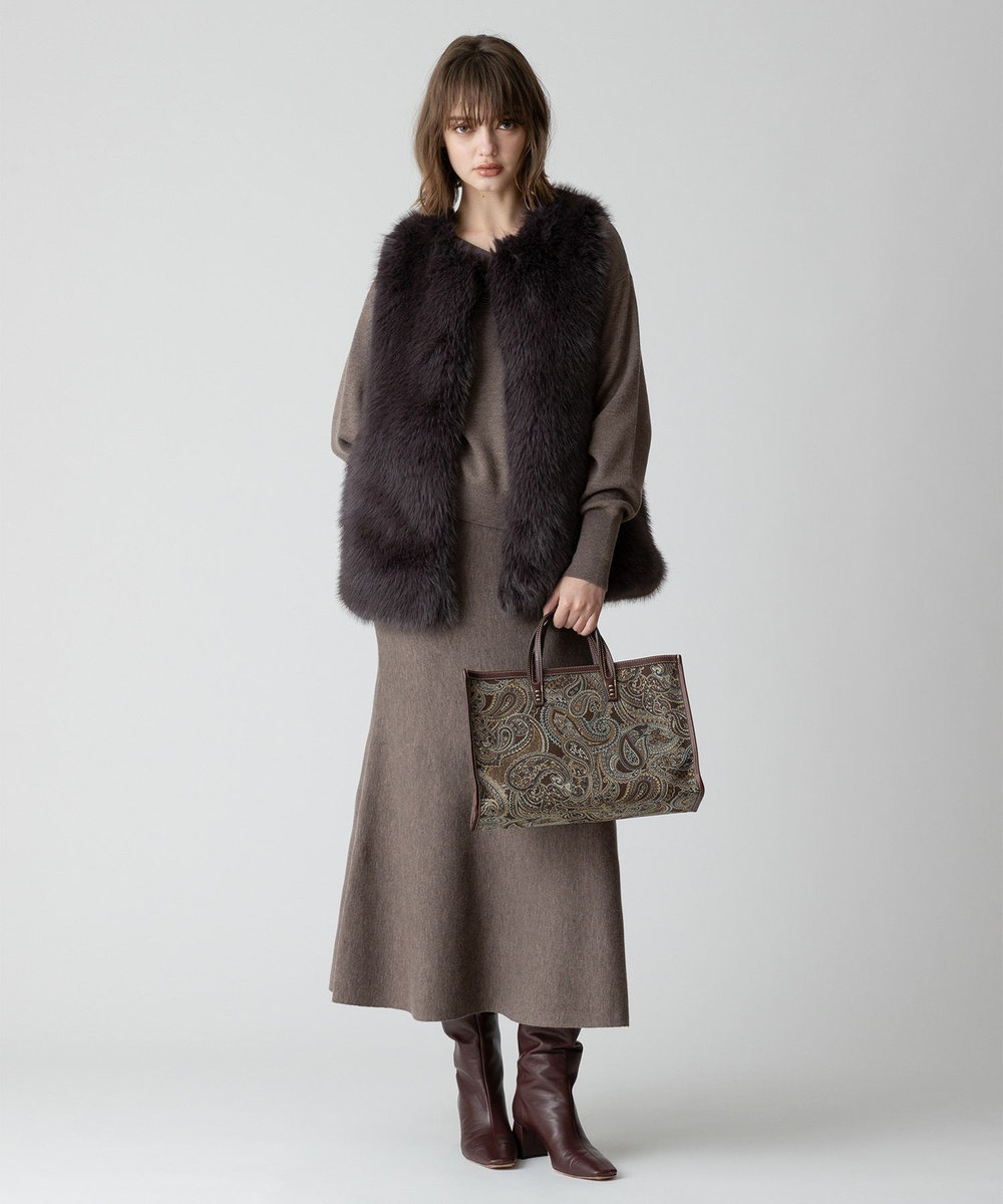 allureville フェイクフォックスジレ グレー (92)