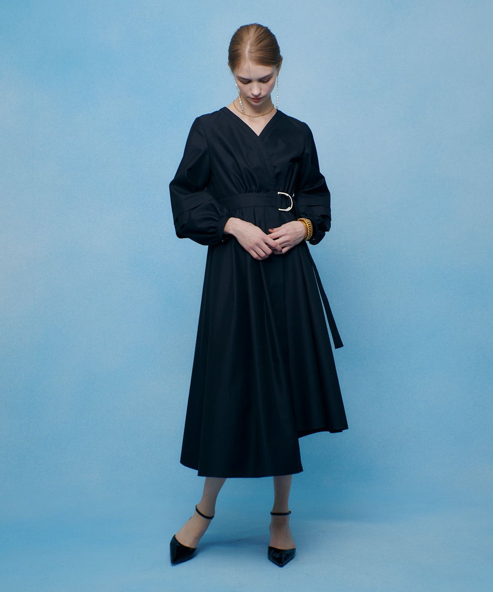 LOULOU WILLOUGHBY 【LOULOU WILLOUGHBY】バックルベルトカシュクールワンピース ブラック (95)