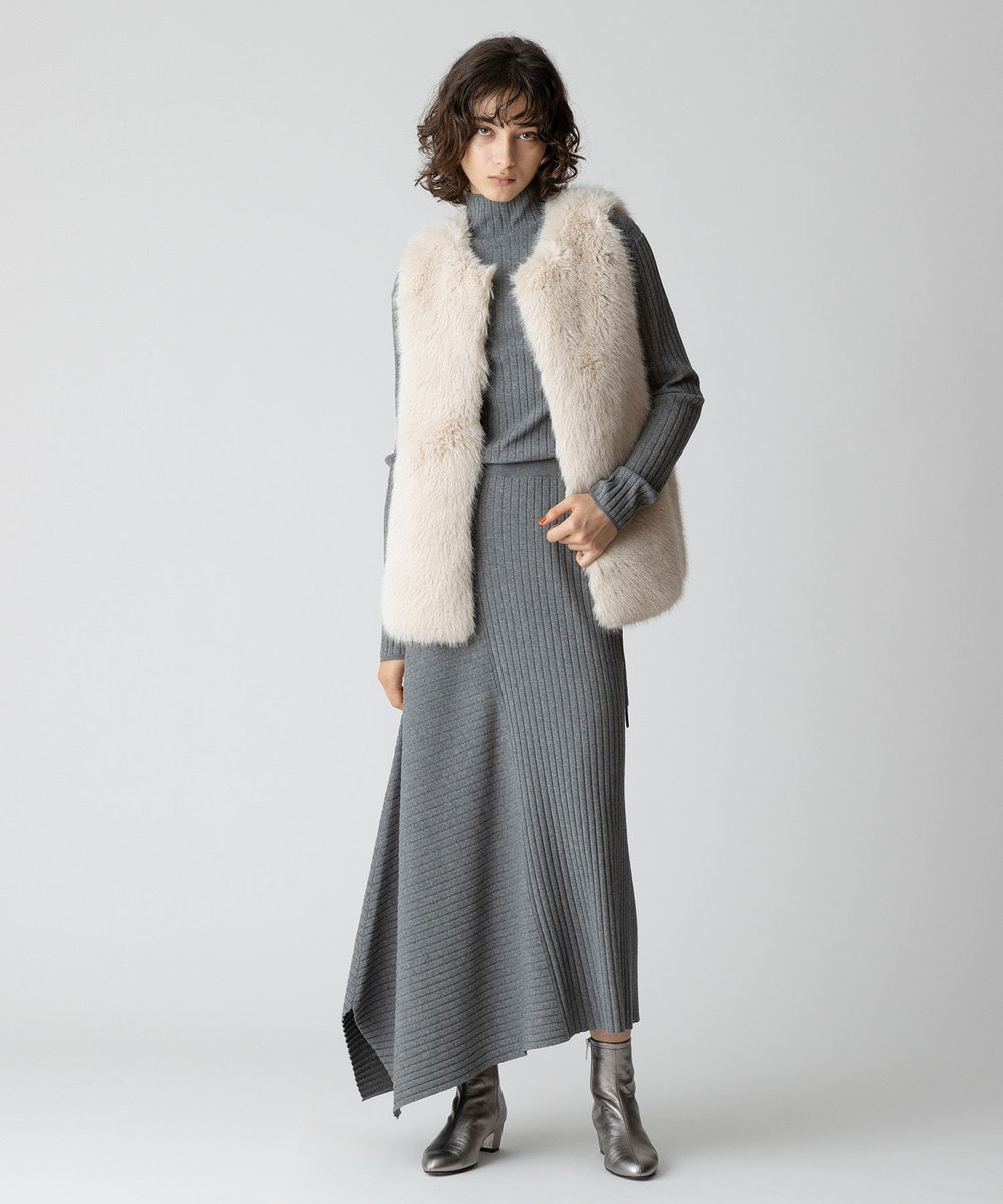 allureville フェイクフォックスジレ ベージュ (11)