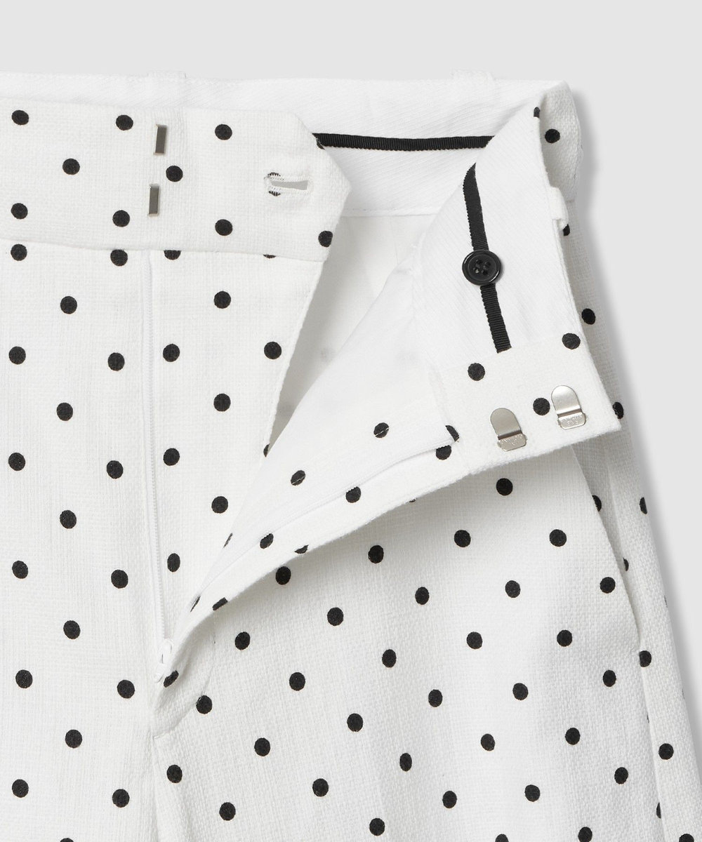 LOULOU WILLOUGHBY 【LOULOU WILLOUGHBY】リネン混ドットワイドパンツ ホワイト系 (08)