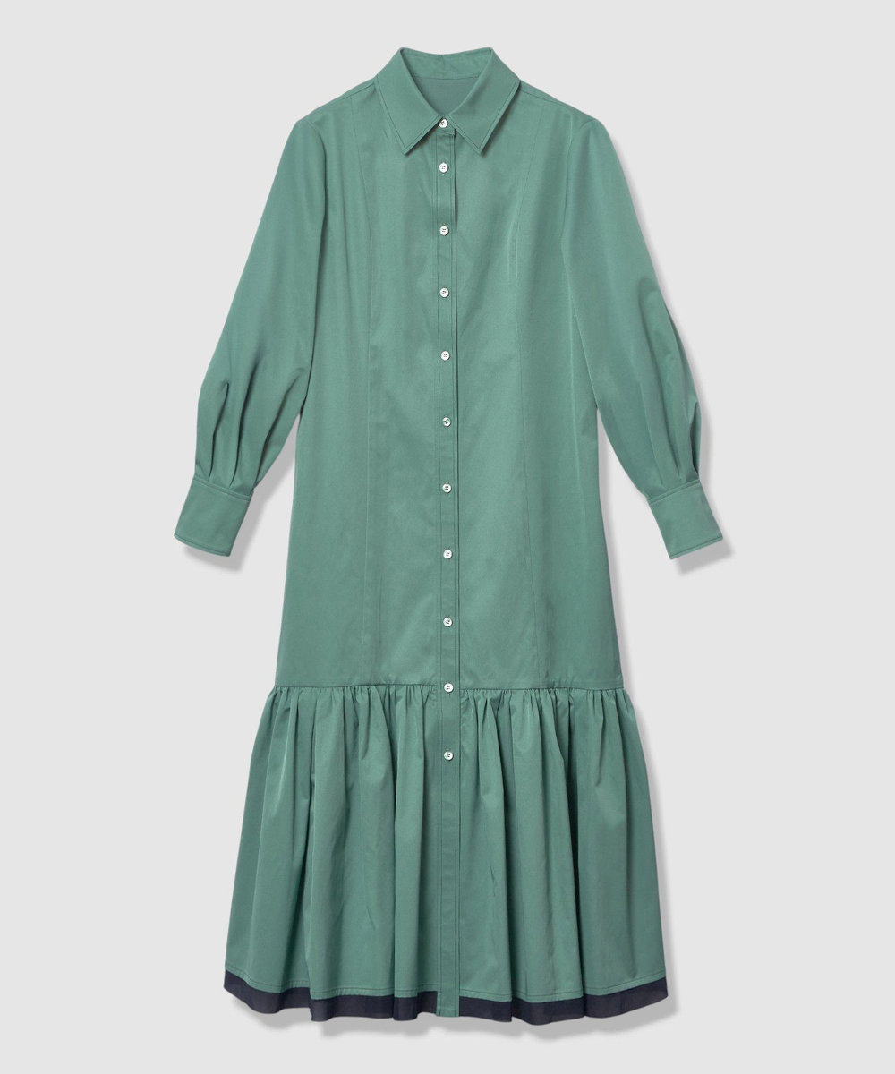 LOULOU WILLOUGHBY 【LOULOU WILLOUGHBY】メモリーツイルティアードシャツワンピース ミントグリーン (73)
