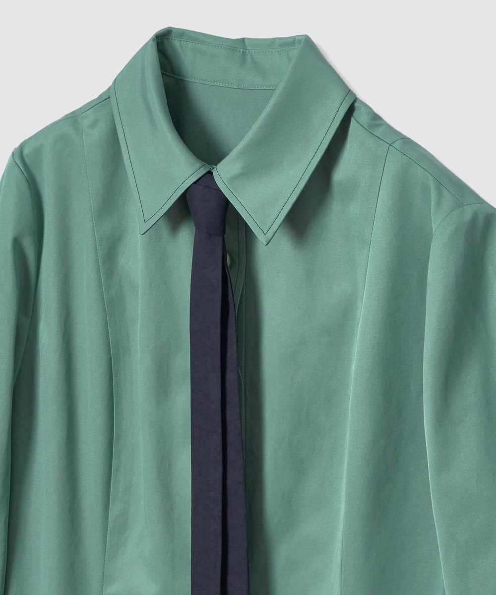 LOULOU WILLOUGHBY 【LOULOU WILLOUGHBY】メモリーツイルティアードシャツワンピース ミントグリーン (73)