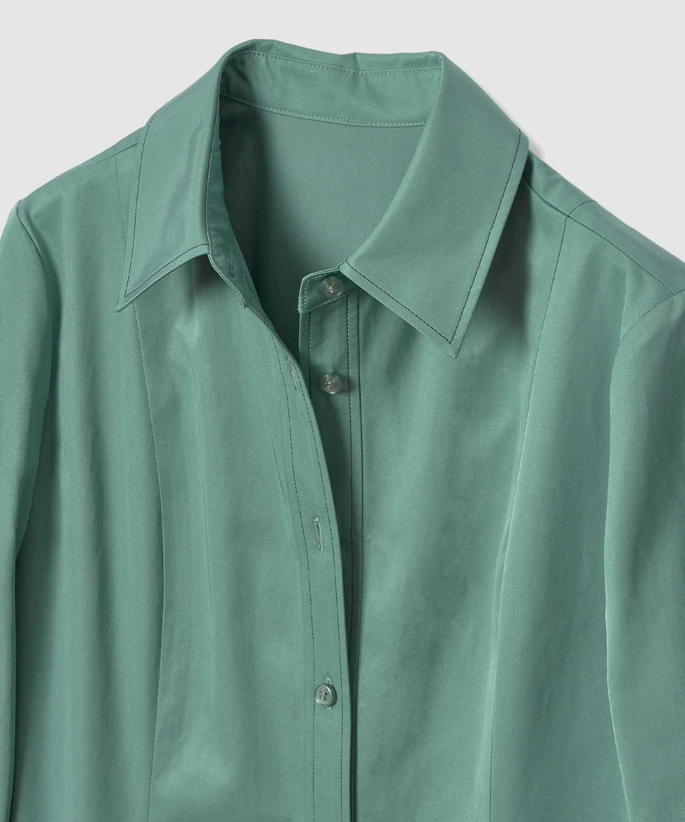 LOULOU WILLOUGHBY 【LOULOU WILLOUGHBY】メモリーツイルティアードシャツワンピース ミントグリーン (73)