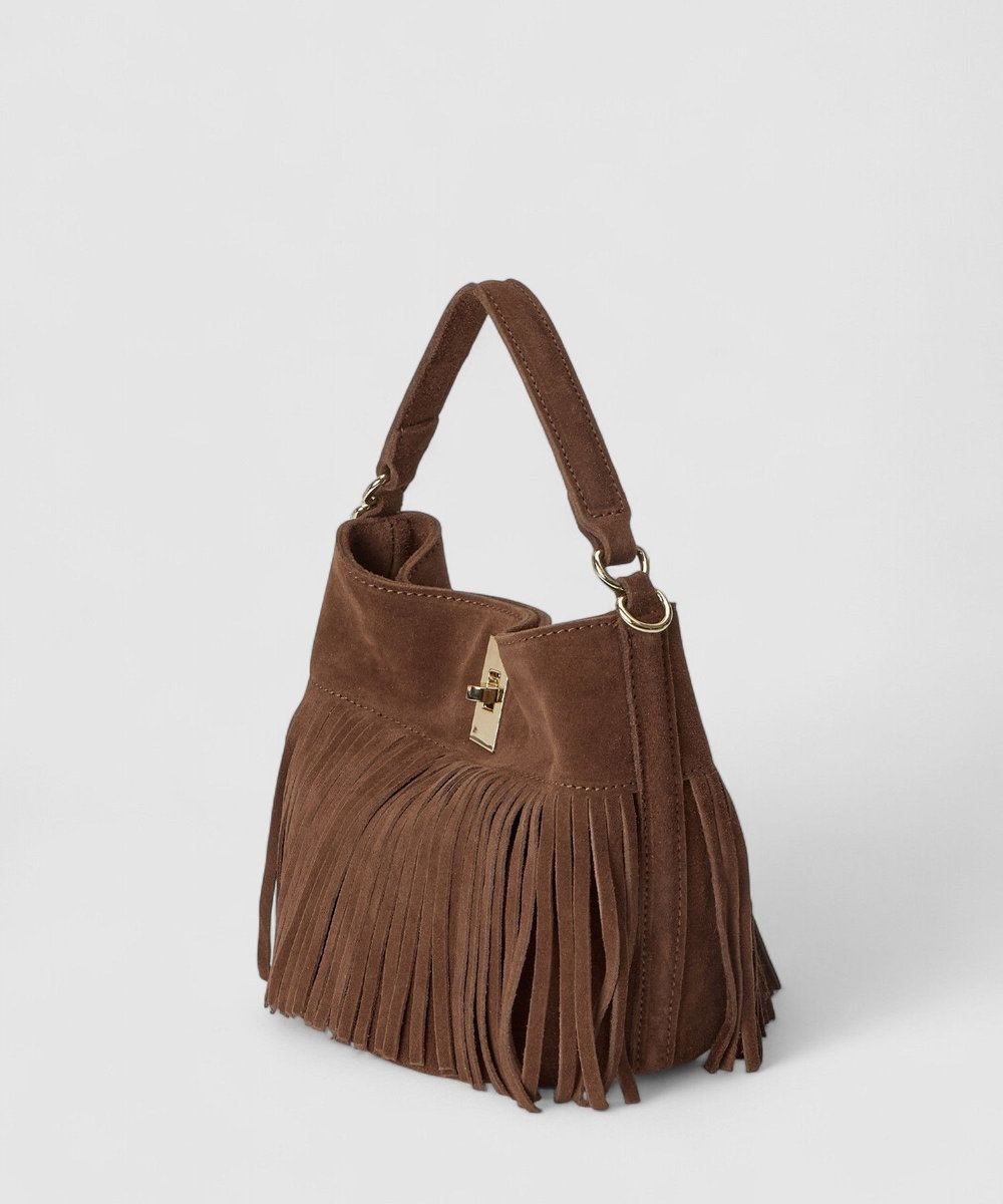 allureville フリンジミニハンドバッグ ブラウン (81)