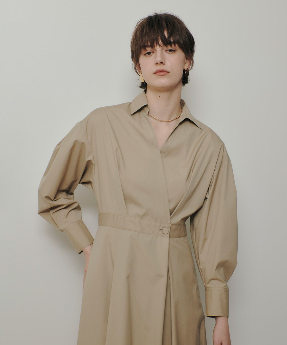allureville ラップライクシャツワンピース ベージュ (11)