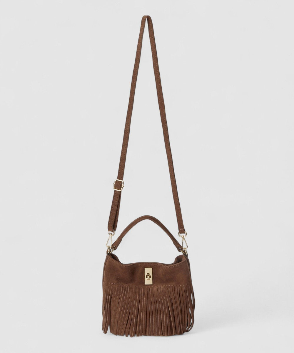 allureville フリンジミニハンドバッグ ブラウン (81)