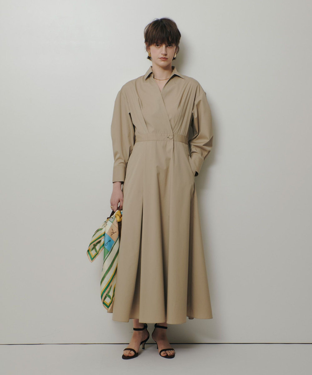 allureville ラップライクシャツワンピース ベージュ (11)