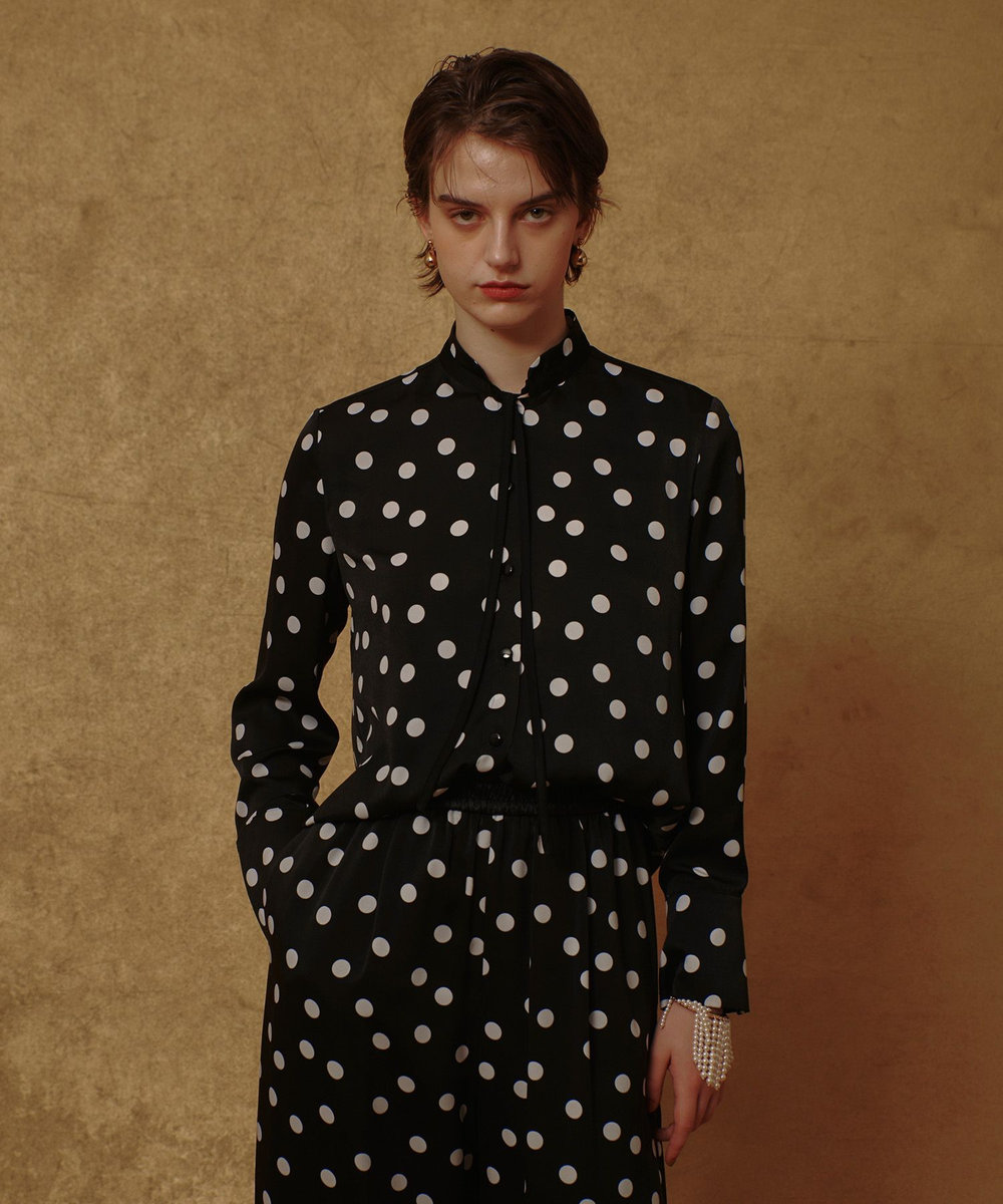 allureville コインドットナロータイブラウス ブラック系 (98)