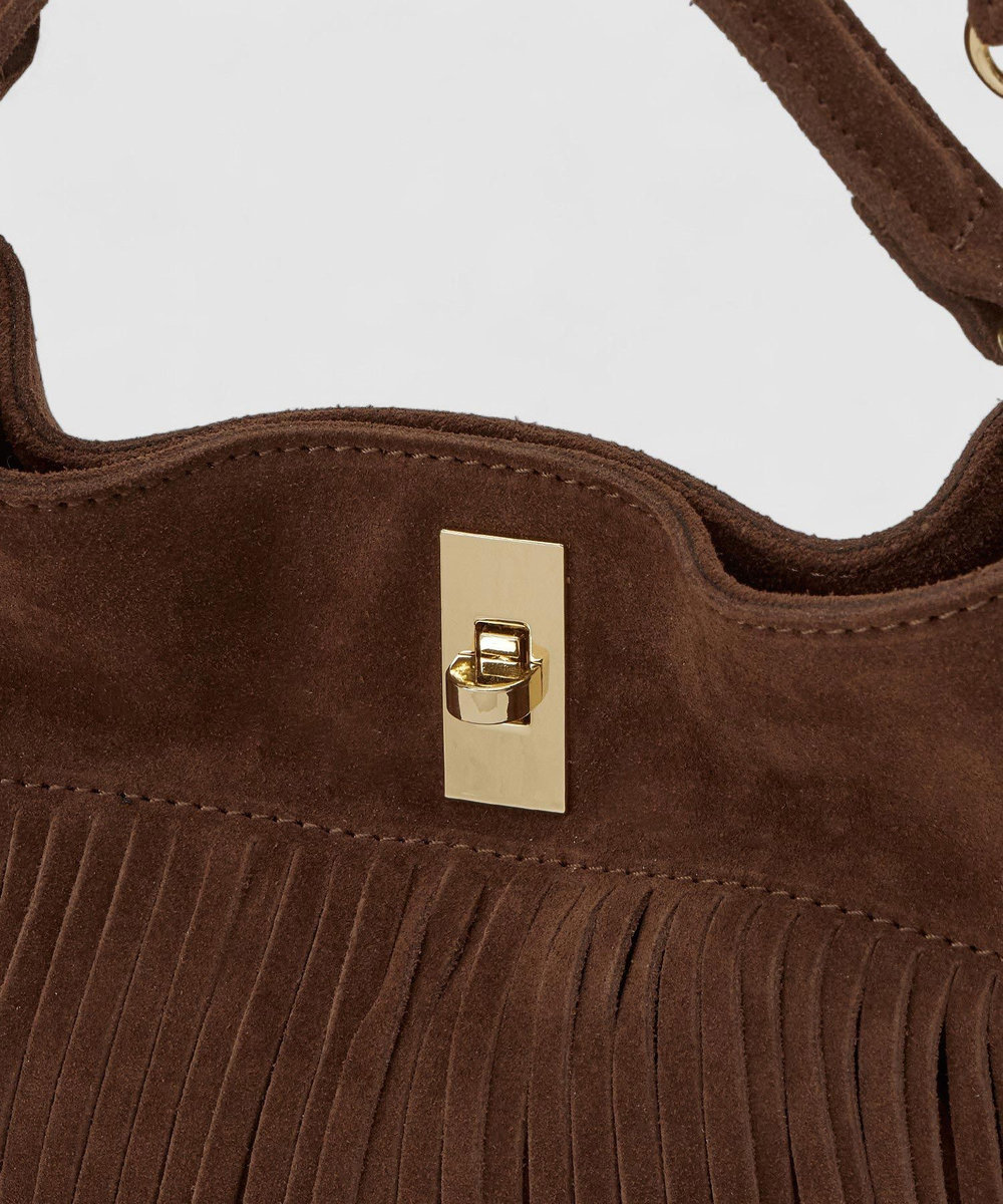 allureville フリンジミニハンドバッグ ブラウン (81)