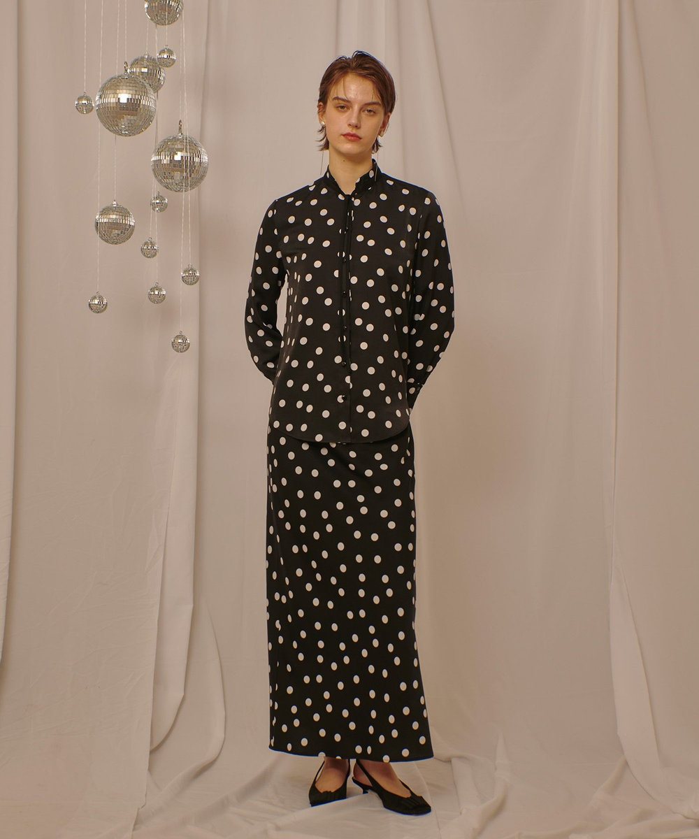 allureville コインドットナロータイブラウス ブラック系 (98)