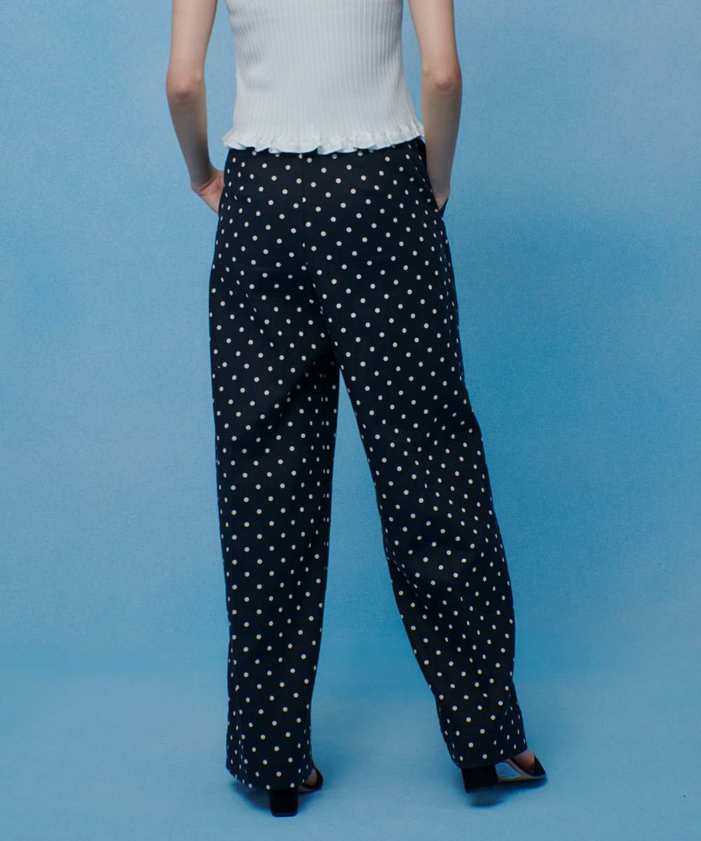 LOULOU WILLOUGHBY 【LOULOU WILLOUGHBY】リネン混ドットワイドパンツ ブラック系 (98)