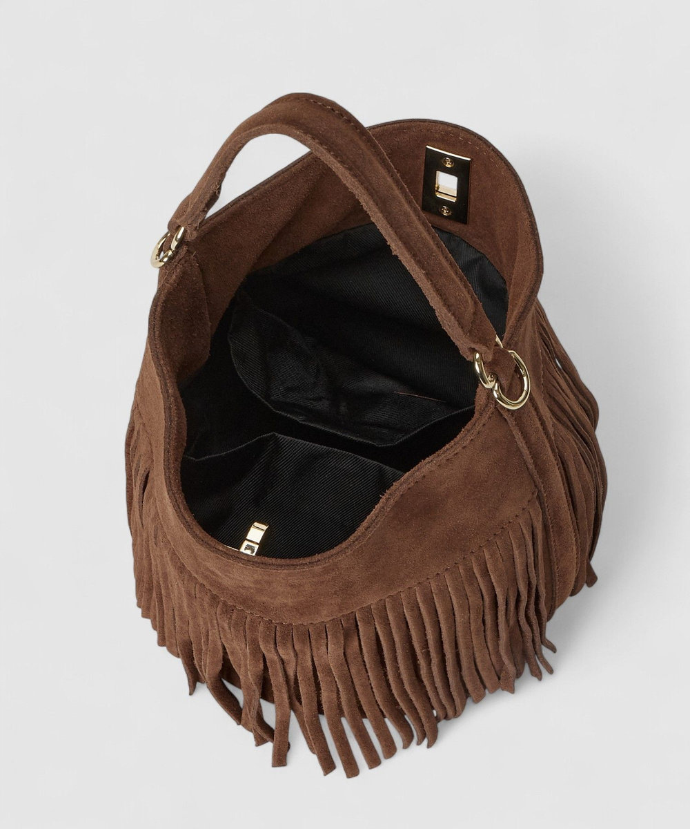 allureville フリンジミニハンドバッグ ブラウン (81)