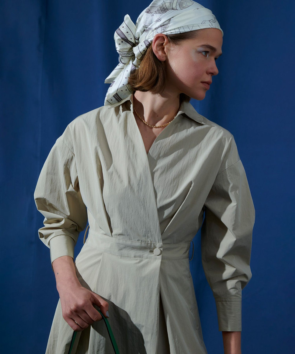 allureville ラップライクシャツワンピース ベージュ (11)