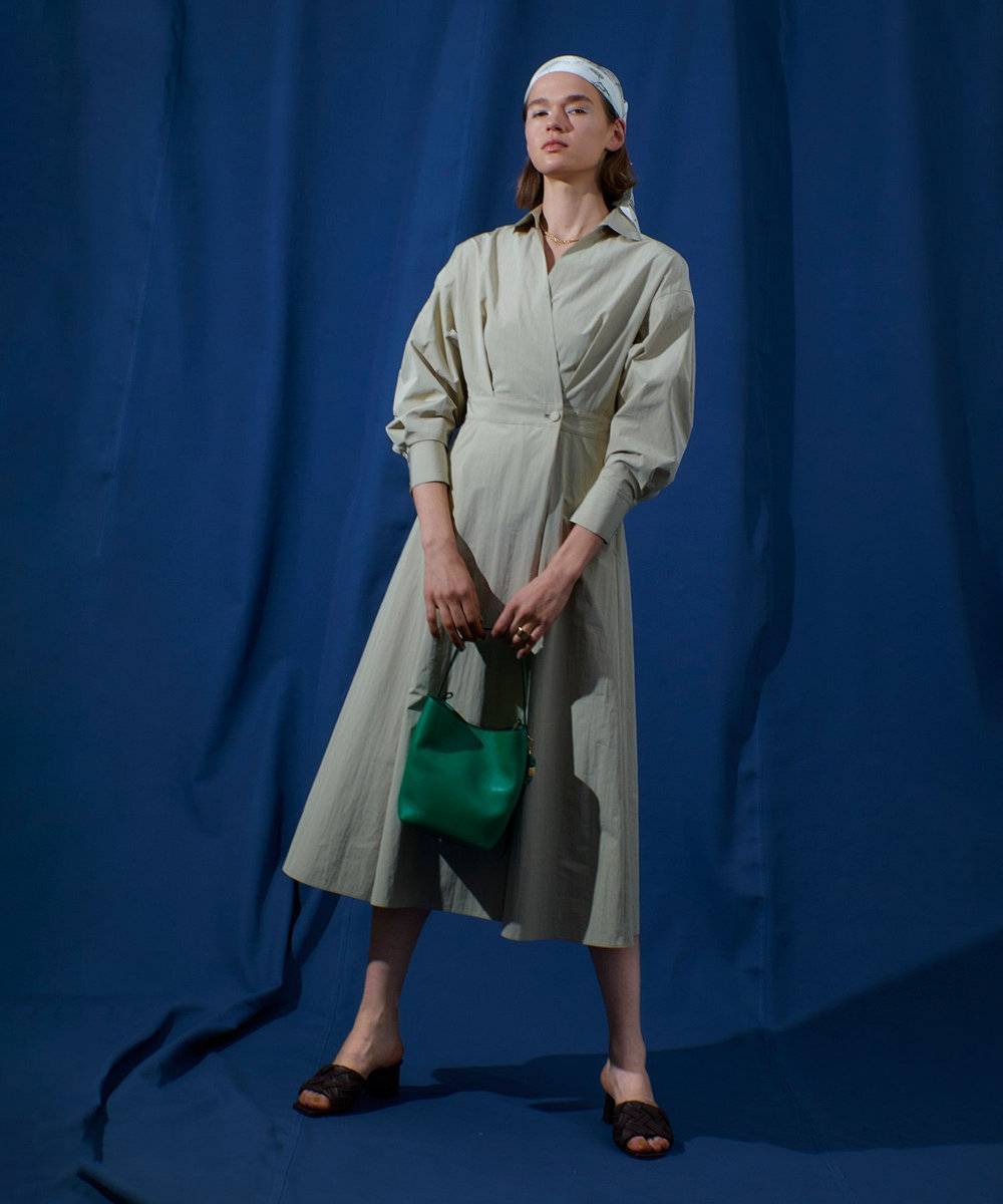 allureville ラップライクシャツワンピース ベージュ (11)