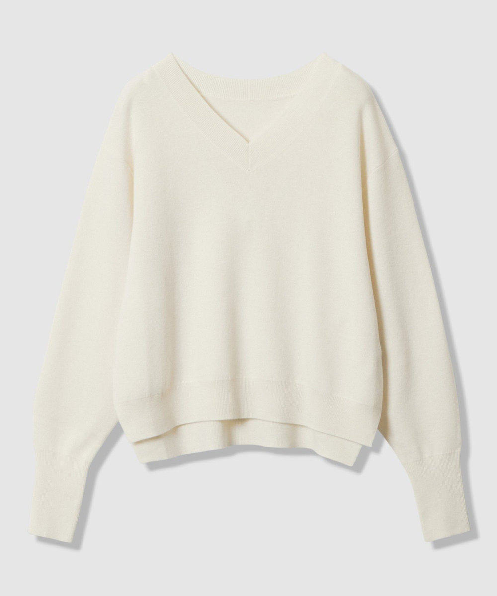 allureville ウールスムース2WAYネックプルオーバー オフホワイト (02)