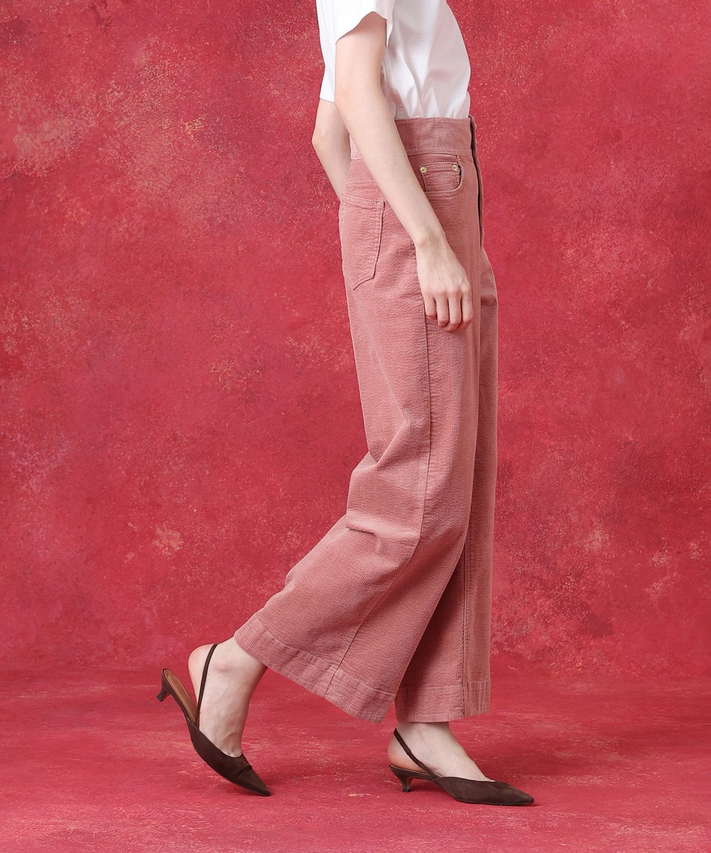 LOULOU WILLOUGHBY ハイウエストコーデュロイパンツ ピンク (41)