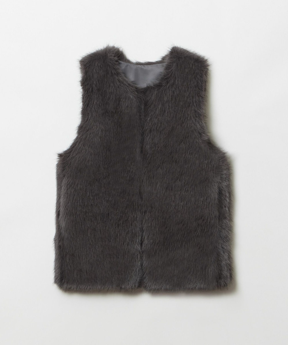 allureville フェイクフォックスジレ グレー (92)