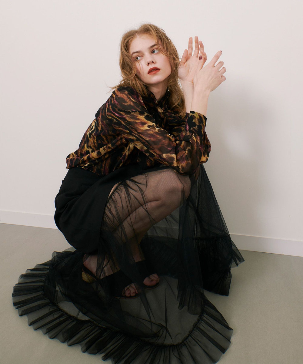 LOULOU WILLOUGHBY チュールレイヤードミニスカート ブラック (95)