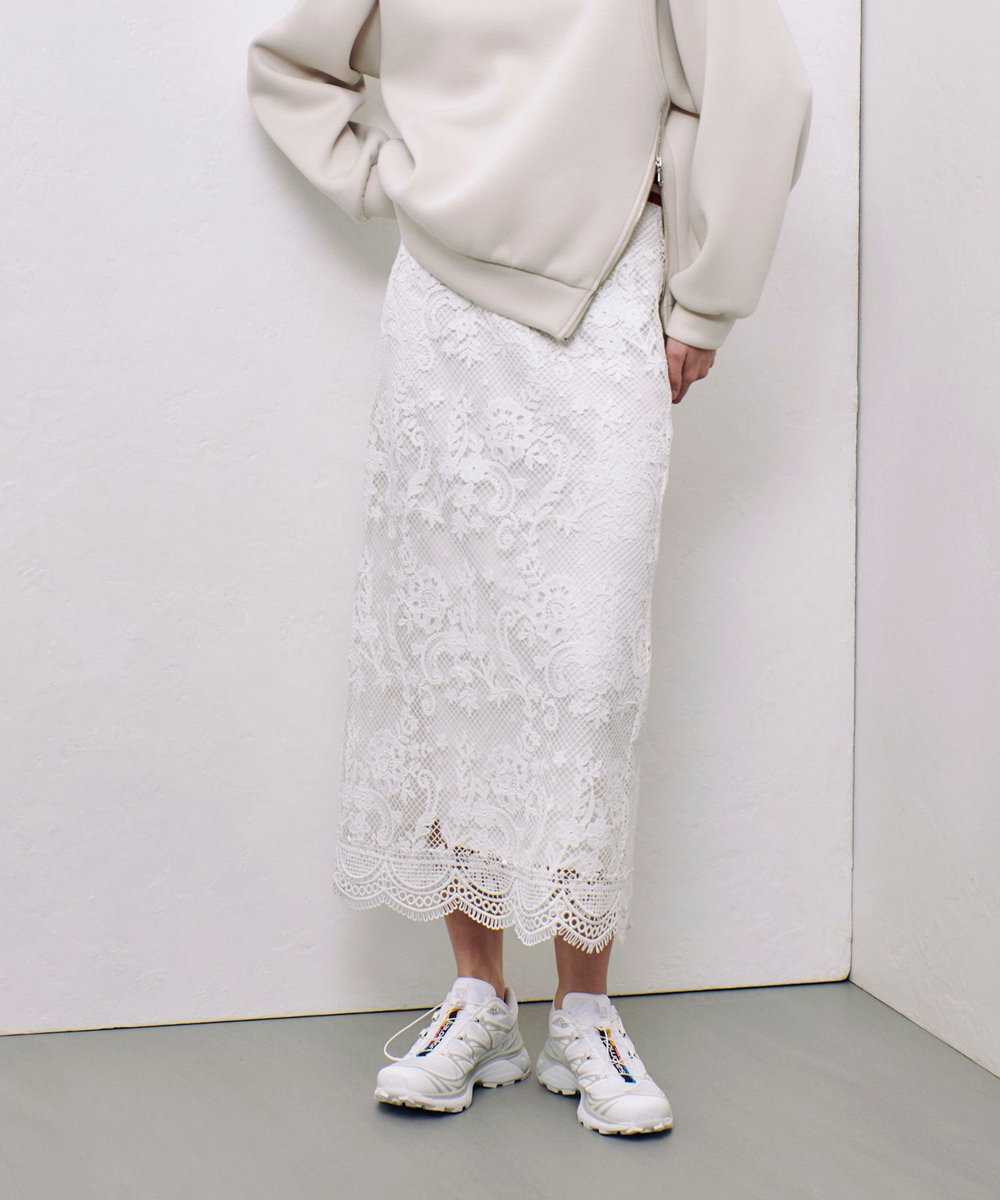 allureville メッシュレーススカート オフホワイト (02)
