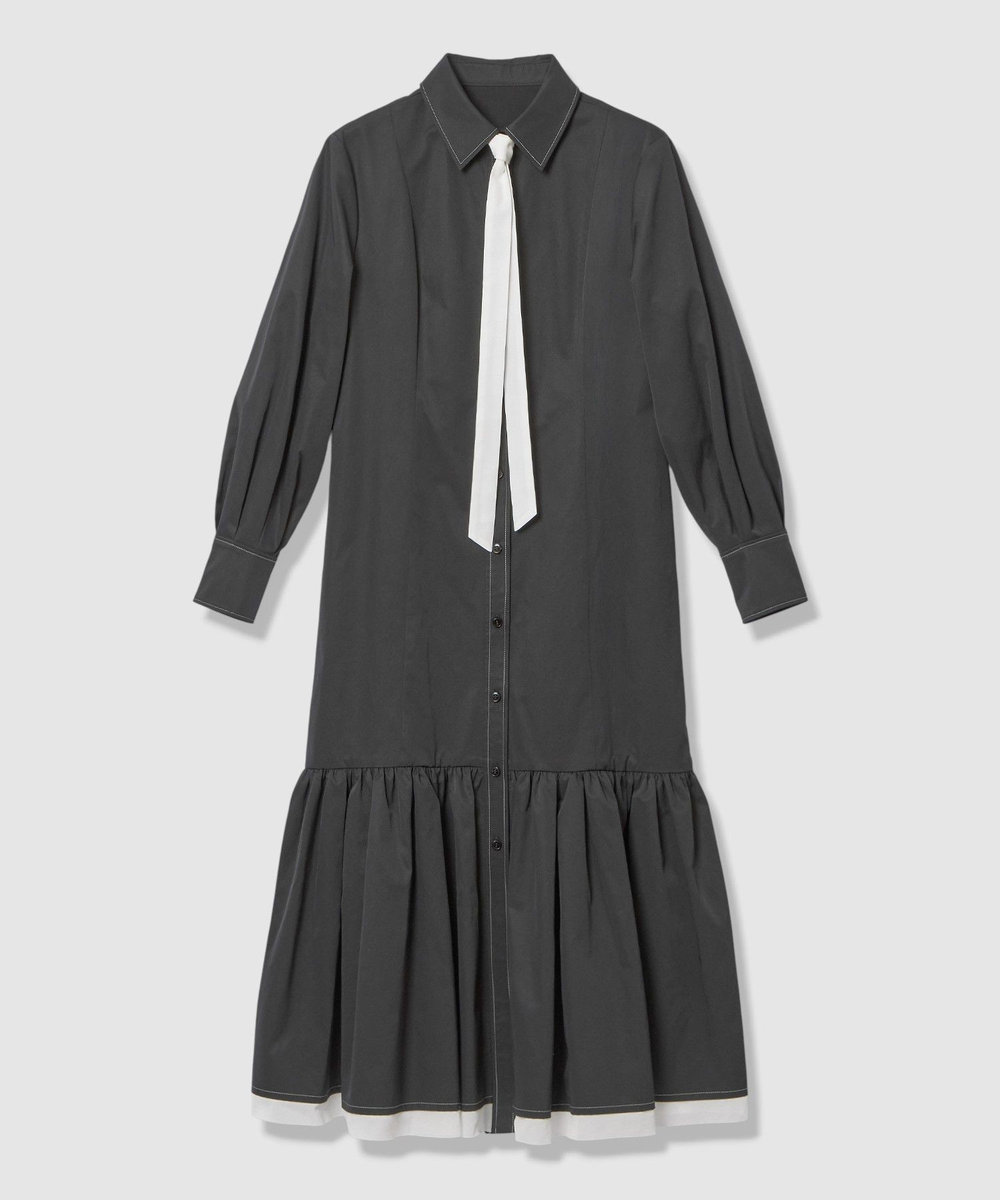 LOULOU WILLOUGHBY 【LOULOU WILLOUGHBY】メモリーツイルティアードシャツワンピース ブラック (95)