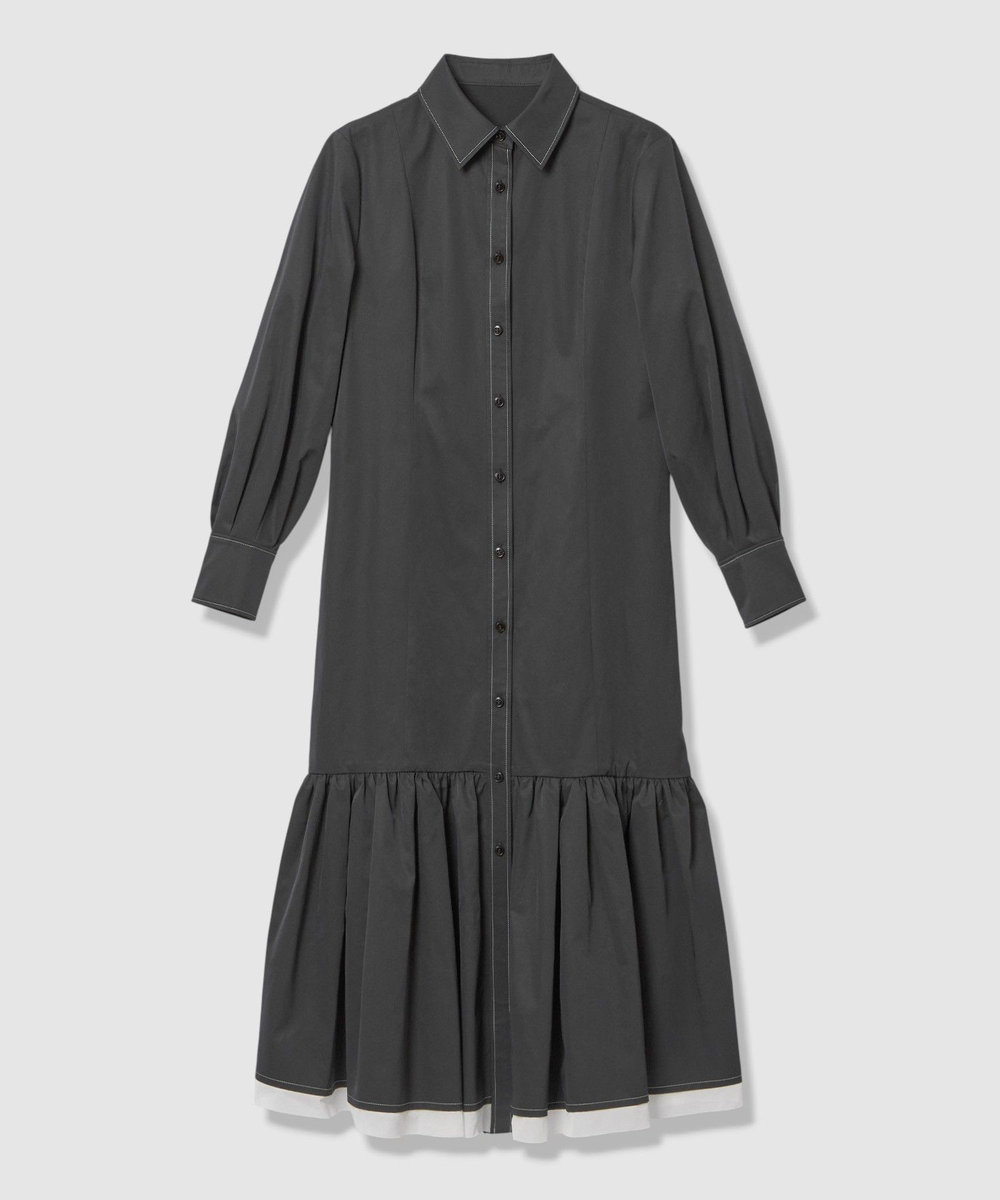 LOULOU WILLOUGHBY 【LOULOU WILLOUGHBY】メモリーツイルティアードシャツワンピース ブラック (95)