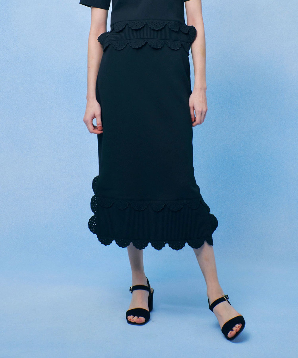 LOULOU WILLOUGHBY 【LOULOU WILLOUGHBY】パンチングスカラスカート ブラック (95)