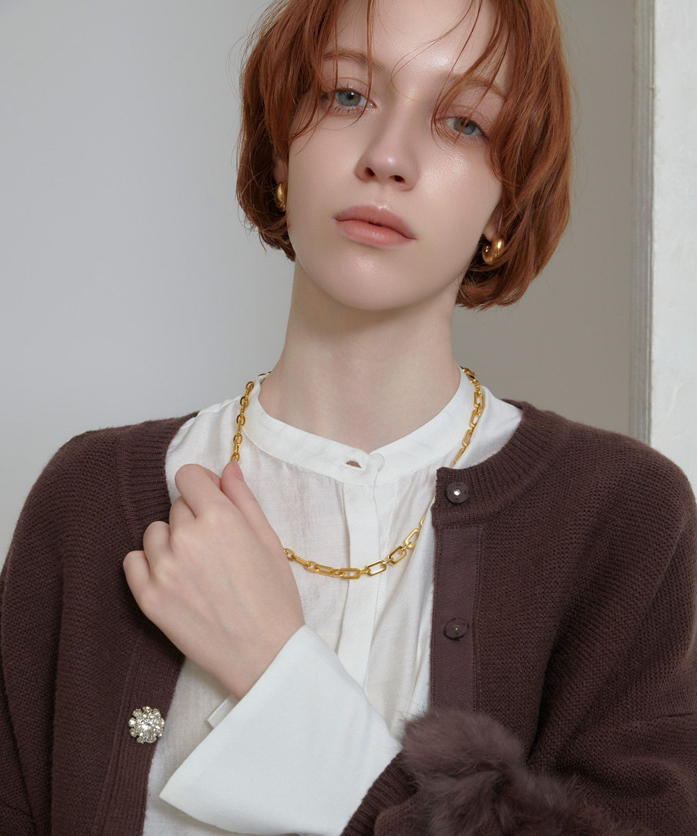 allureville ラビットカフクレイジー釦2WAYプルオーバー ブラウン (81)