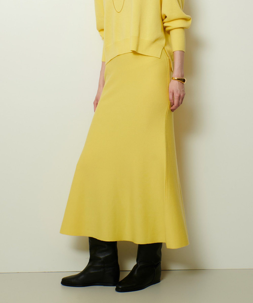 allureville ウール混Ｗフェイスナローマーメイドスカート ライトイエロー (25)
