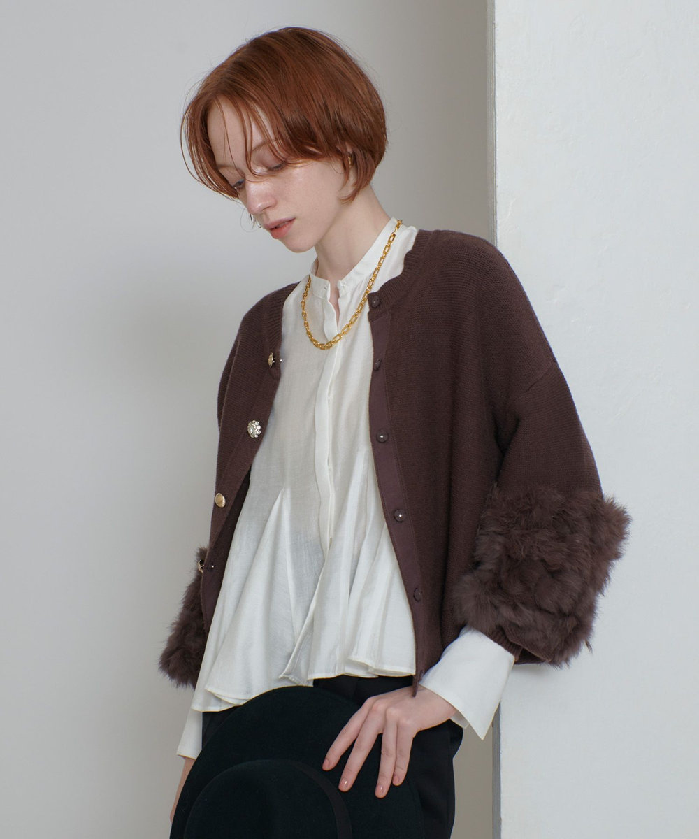allureville ラビットカフクレイジー釦2WAYプルオーバー ブラウン (81)