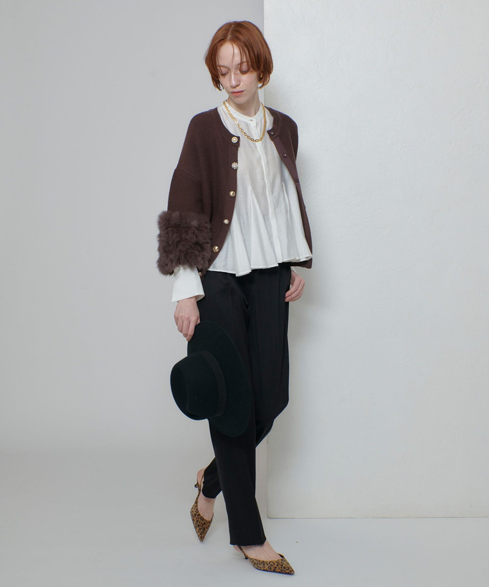 allureville ラビットカフクレイジー釦2WAYプルオーバー ブラウン (81)