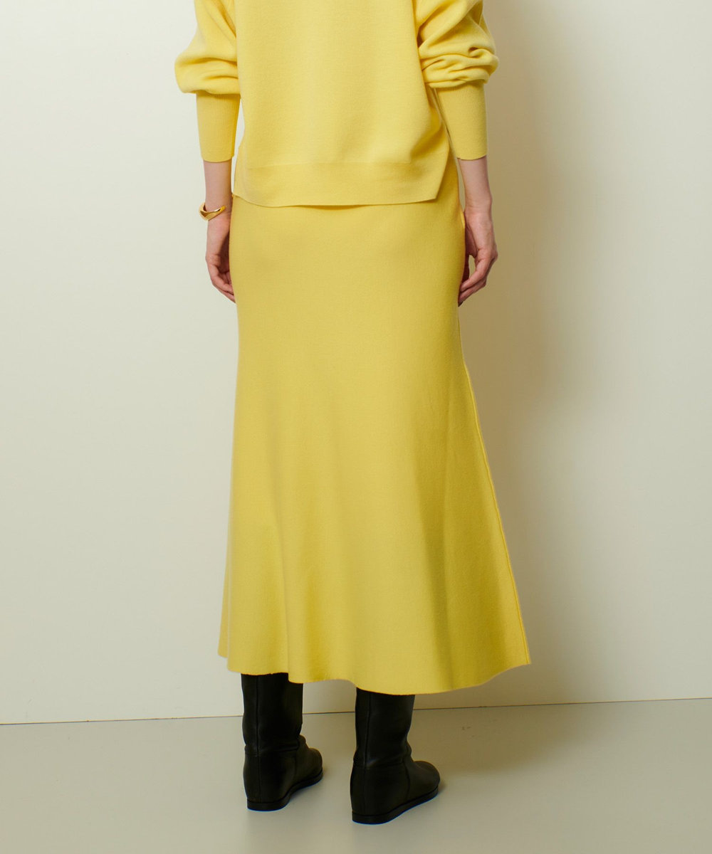 allureville ウール混Ｗフェイスナローマーメイドスカート ライトイエロー (25)