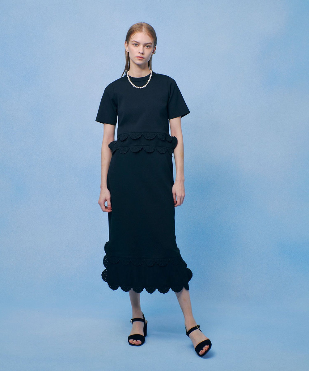 LOULOU WILLOUGHBY 【LOULOU WILLOUGHBY】パンチングスカラスカート ブラック (95)