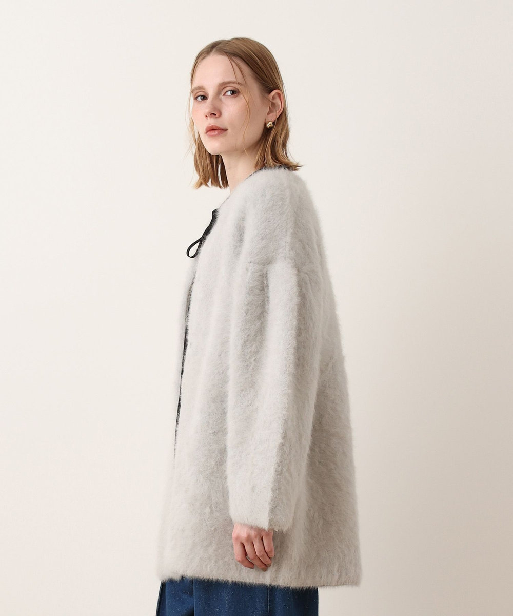 allureville カシミヤブレンドファー加工コート ライトグレー (91)
