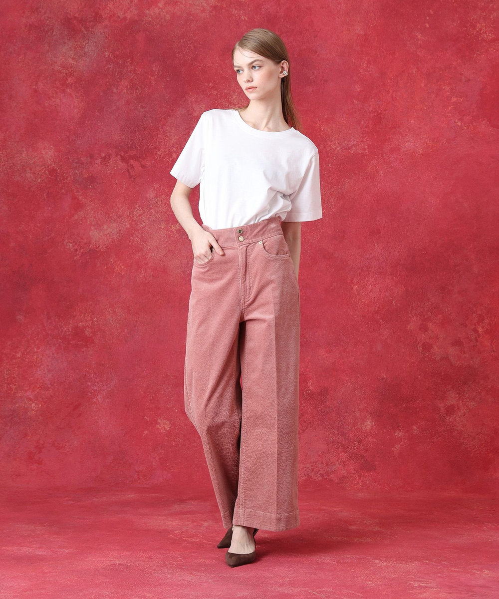 LOULOU WILLOUGHBY ハイウエストコーデュロイパンツ ピンク (41)