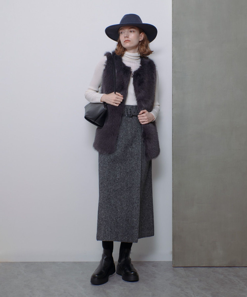 allureville フェイクフォックスジレ グレー (92)