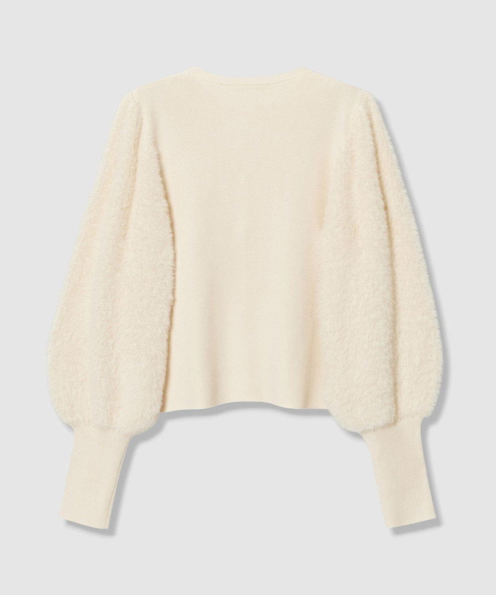 LOULOU WILLOUGHBY WEB限定 ファースリーブカーディガン オフホワイト (02)