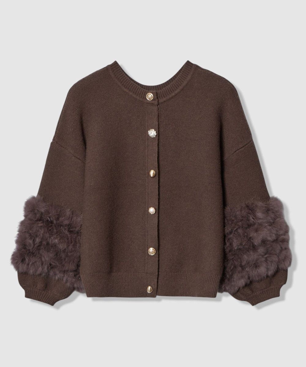 allureville ラビットカフクレイジー釦2WAYプルオーバー ブラウン (81)