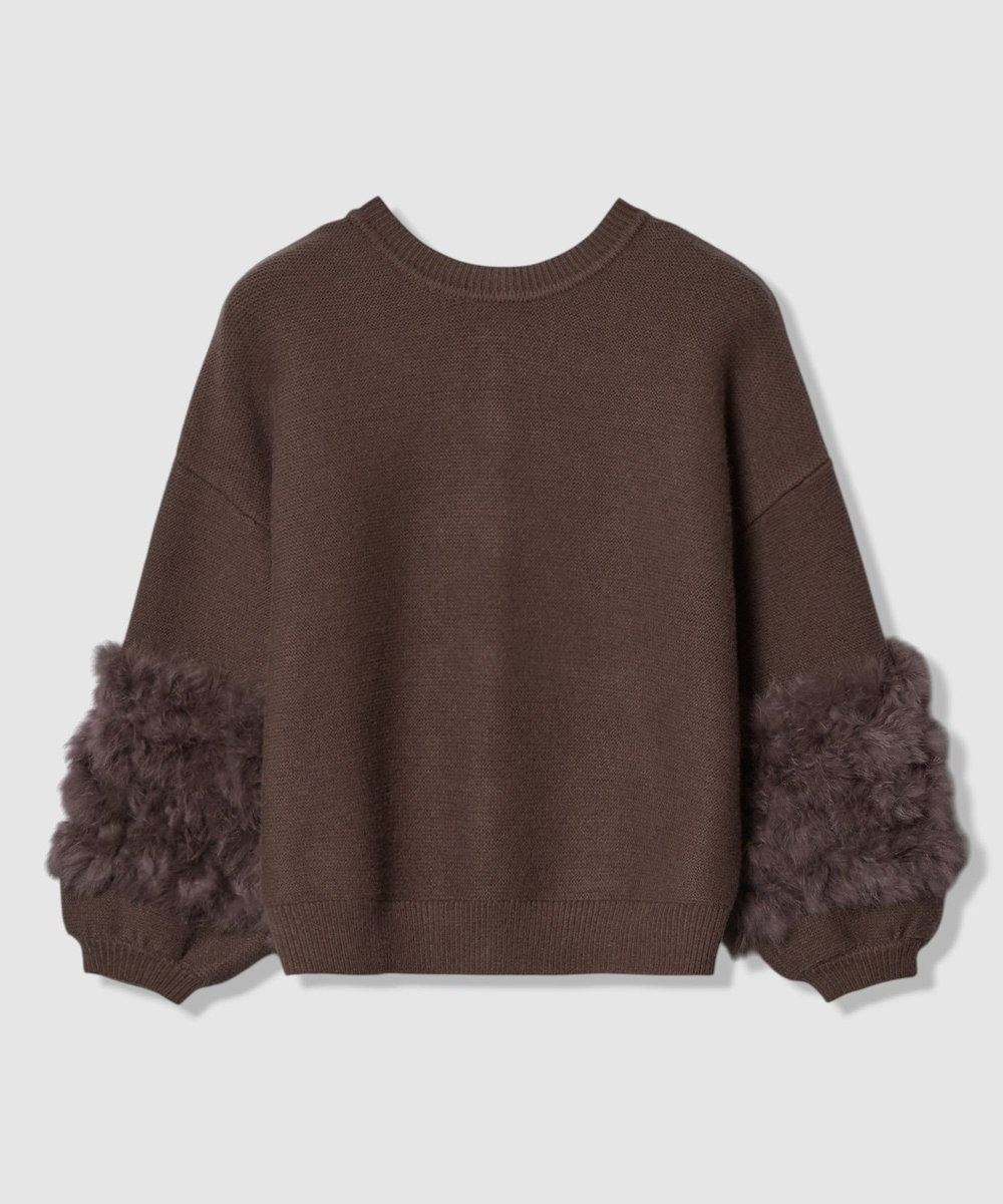 allureville ラビットカフクレイジー釦2WAYプルオーバー ブラウン (81)