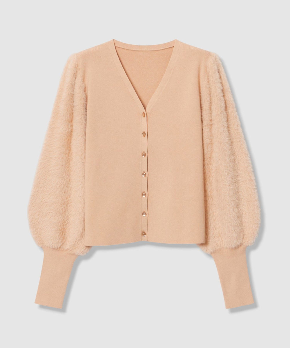 LOULOU WILLOUGHBY WEB限定 ファースリーブカーディガン ピンクベージュ (13)